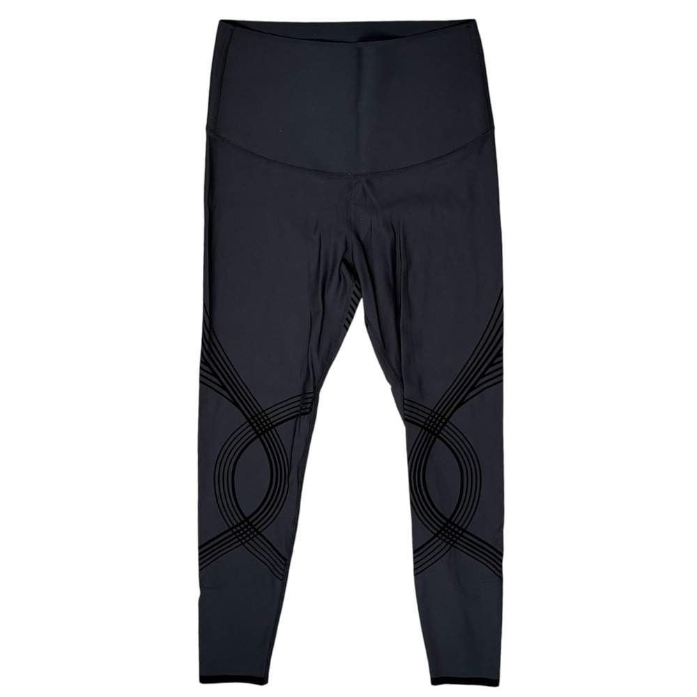 Fanka Black Body Sculpt High Waisted Compression Leggings Black Geometric Large